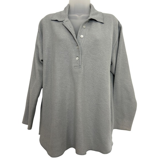 Woolrich Womens Fleece Small Gray Long Sleeve Pullover Top Casual Buttons - Picture 1 of 11